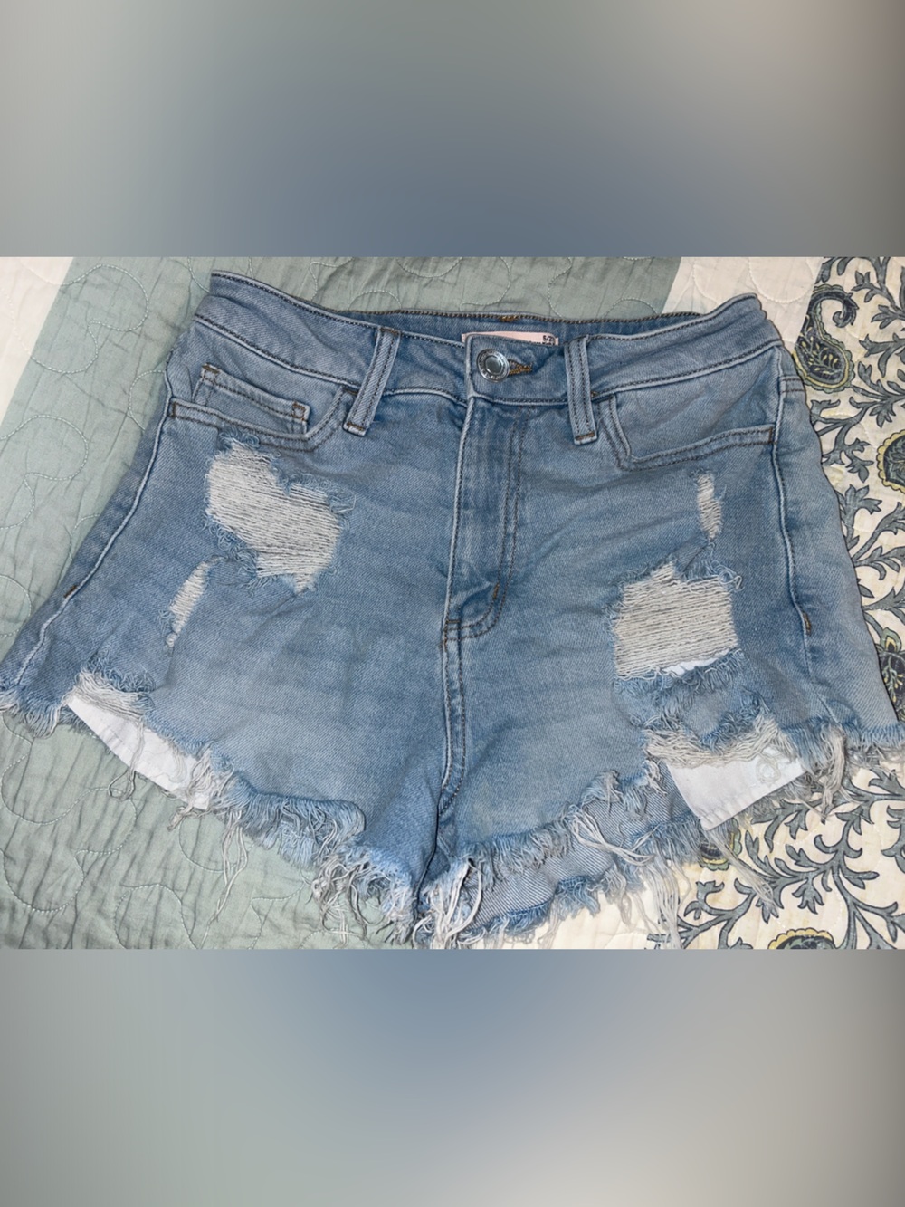 SO Light Blue Distressed Denim Cutoff Shorts